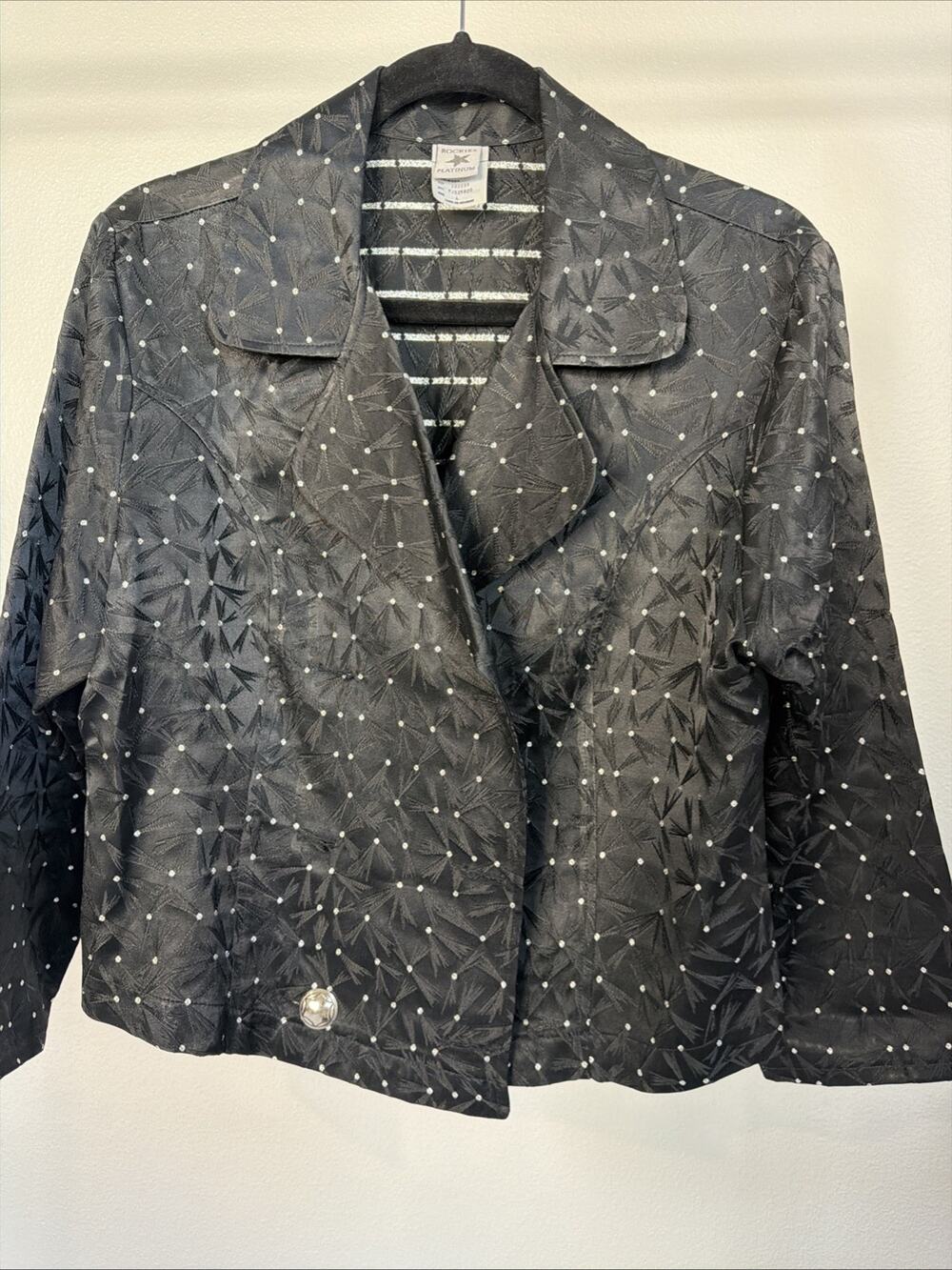 Vintage Rockies Platinum Women Black Silver Metallic Blazer
